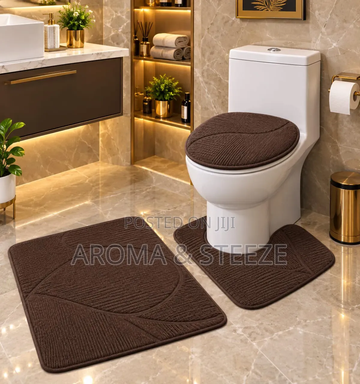 Thick 3 in 1 Bathroom Mat Set
