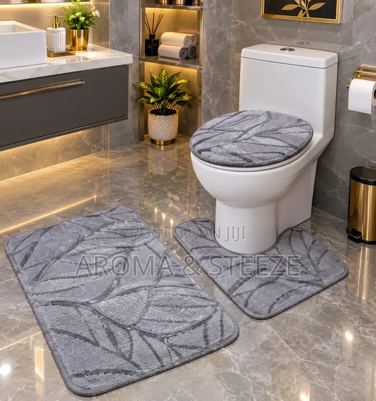 Thick 3 in 1 Bathroom Mat Set
