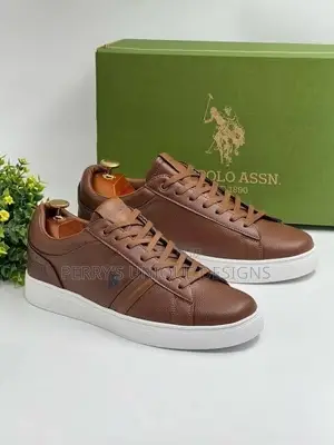 U.S. Polo Assn. Men's Brown Stylish Faux Leather Trainers