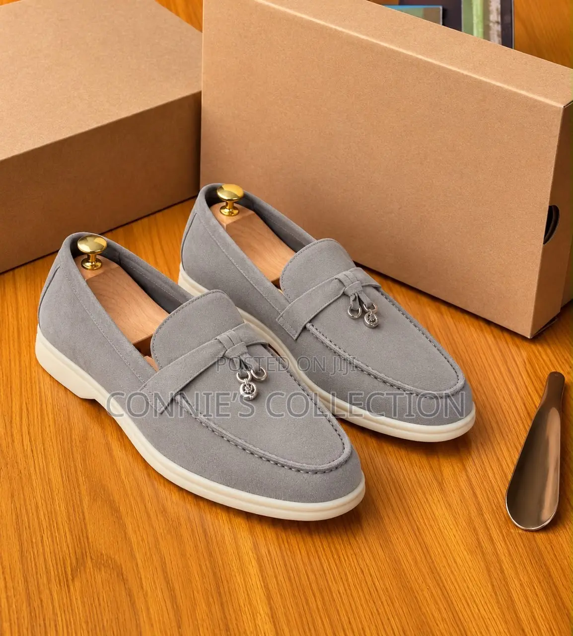 Loro Piana Suede Slip-on Loafers With Bells