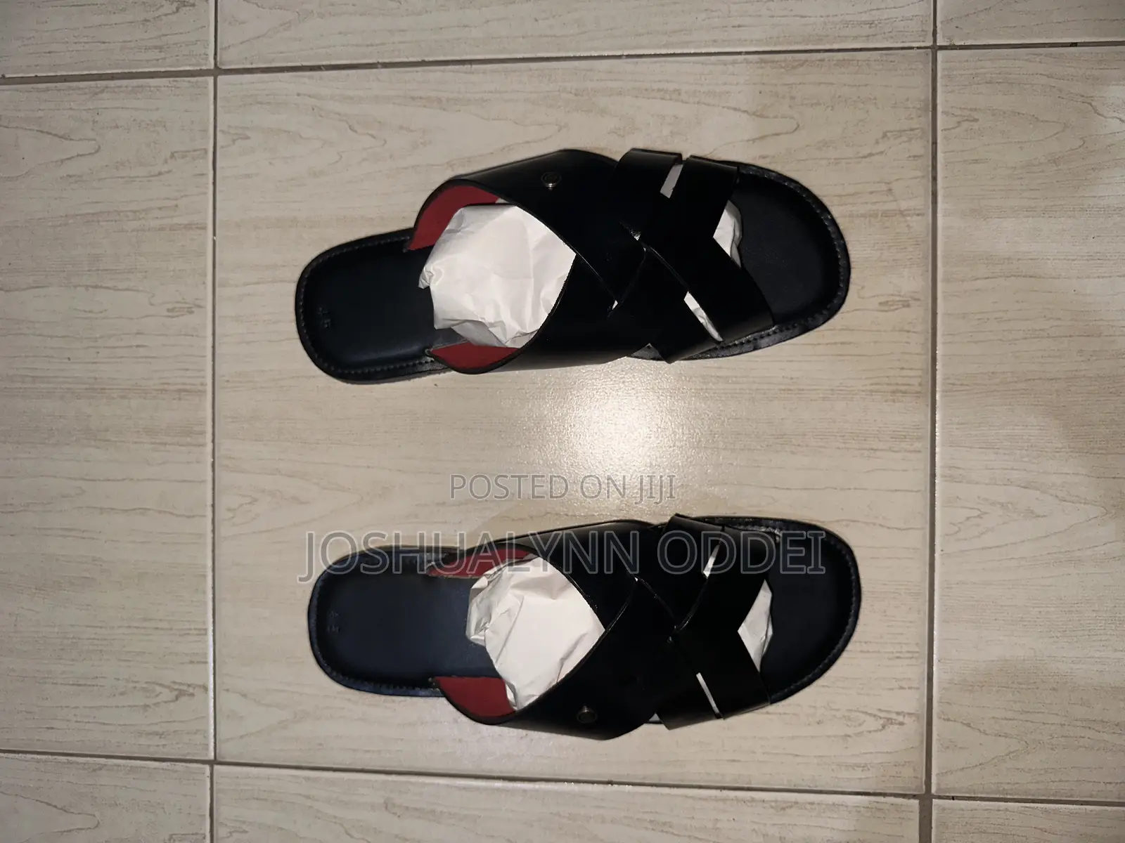 Black Double Cross Sandals for Men