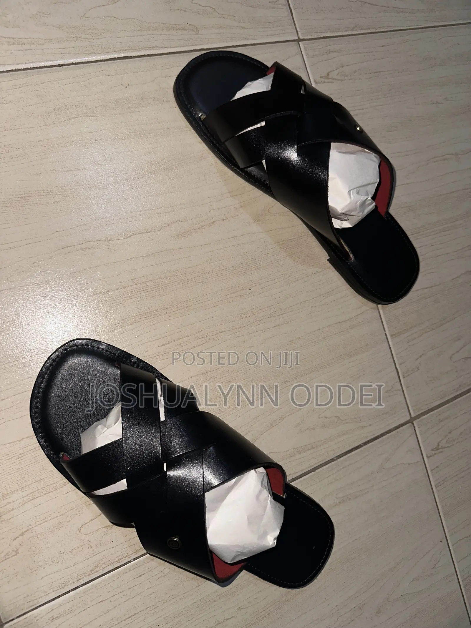 Black Double Cross Sandals for Men