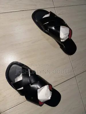 Black Double Cross Sandals for Men