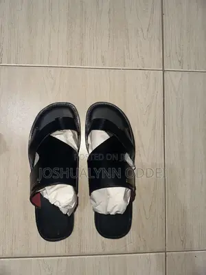 Black Asymmetrical Styled Sandals for Men.