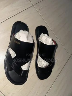 Black Asymmetrical Styled Sandals for Men.