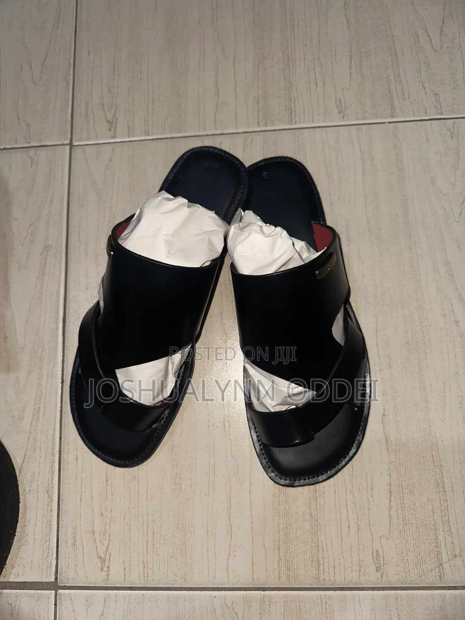 Black Asymmetrical Styled Sandals for Men.