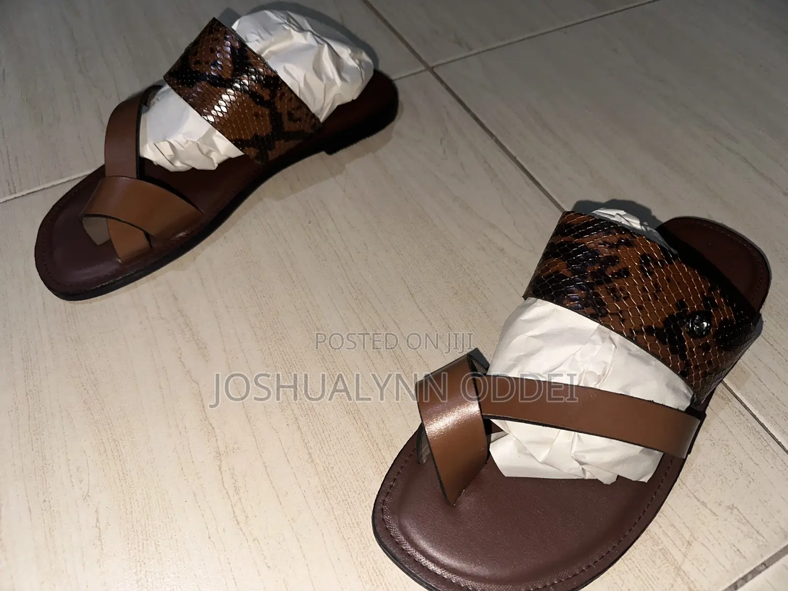Loght Brown Asymmetrical Style Sandals for Men