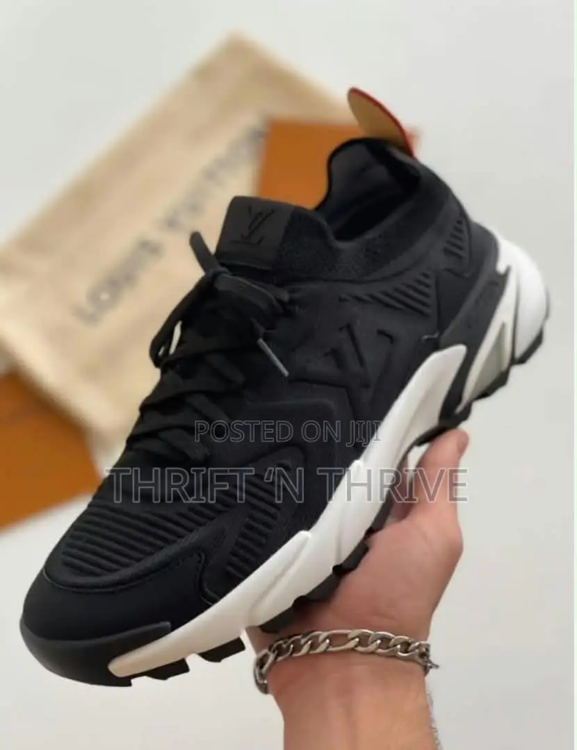 Black and White Louis Vuitton LV Tatic Knit Sneaker