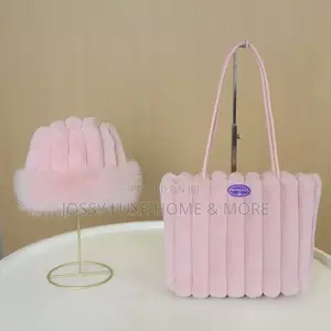 Stylish Ladies Fluffy Tote Bag +Hat