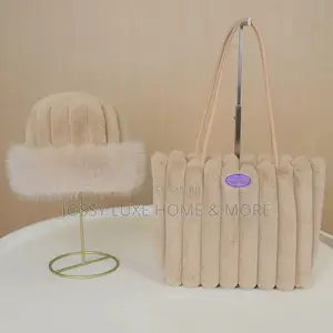 Stylish Ladies Fluffy Tote Bag +Hat
