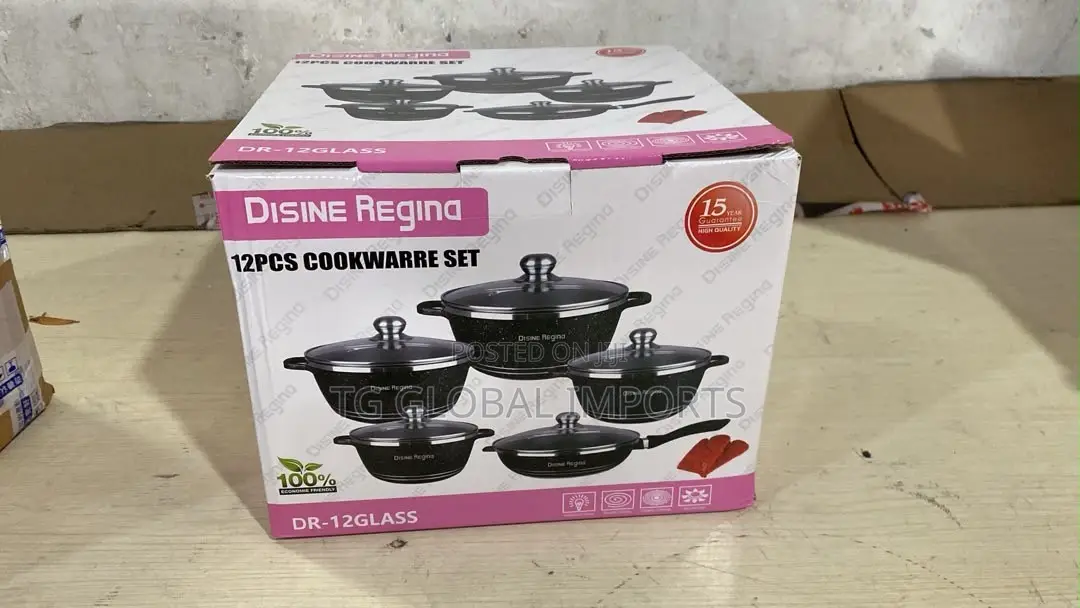 Disine Regina 12-Piece Granite Cookware Set - Red