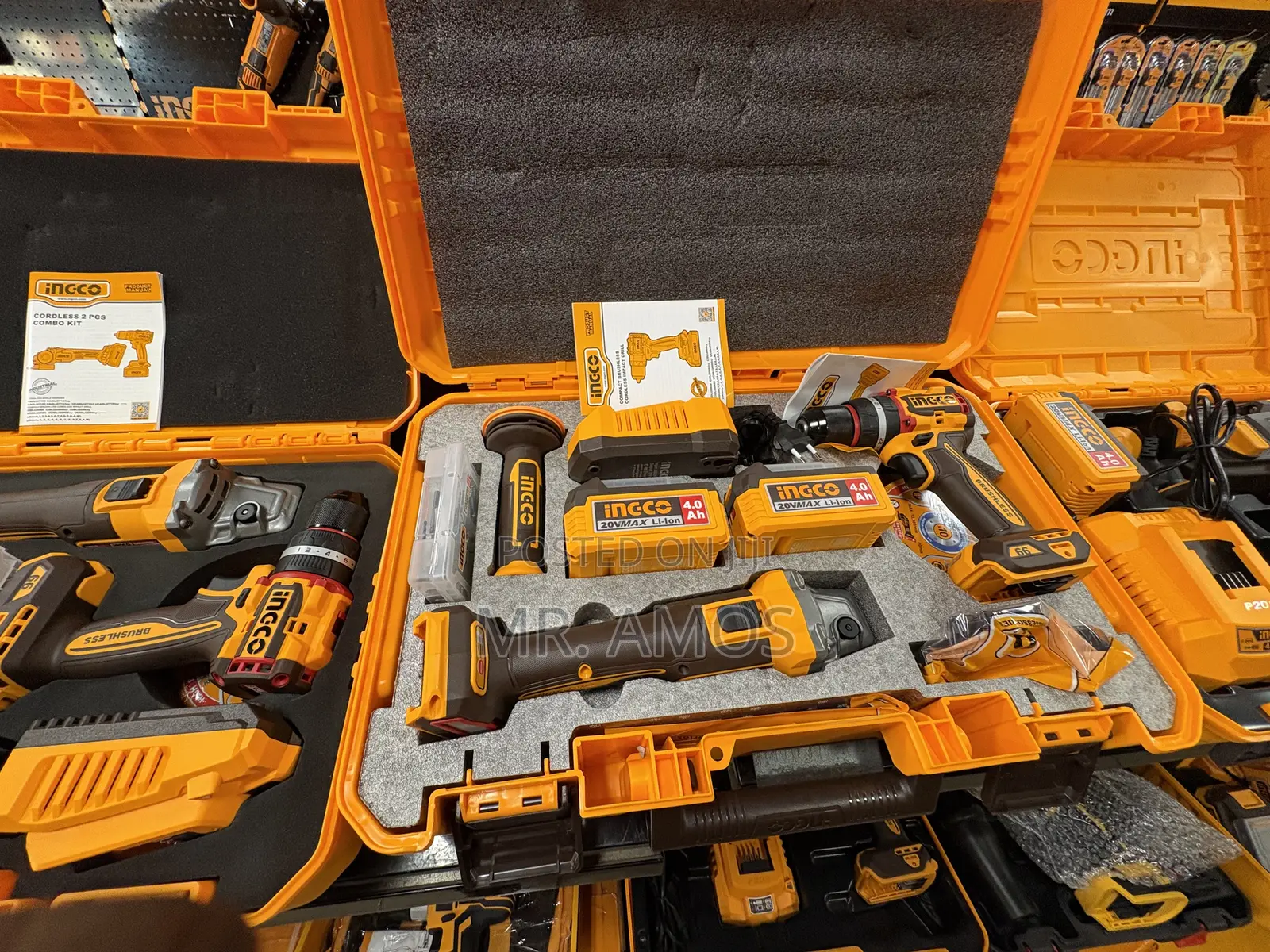 1200W Cordless Angle Grinder + 66Nm Cordless Drill & Addons -CKLI20256