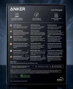Anker Prime 20,000mAh Power Bank 200W, Model A1336