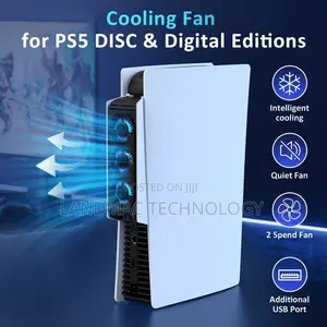 PS5 Cooling System With Temperature Control, USB 3.0 Hub LED Lights.