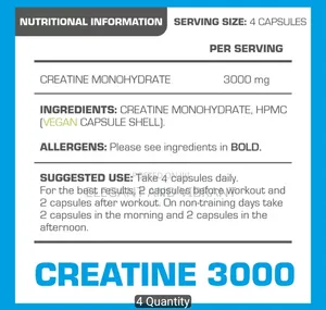 Creatine 3000mg Caps- Unflavoured Creatine Monohydrate Supplements