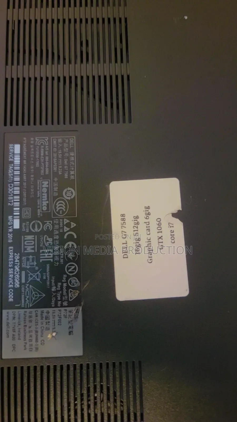 Laptop Dell G7 15 7588 16GB Nvidia SSD 512GB