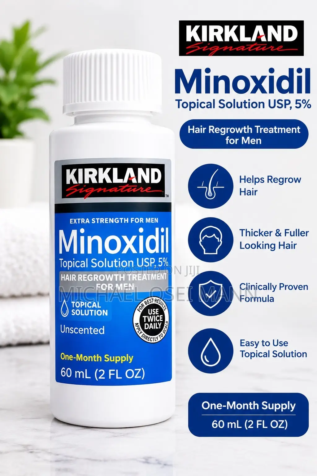Kirkland Signature Minoxidil Hair Regrowth Treatment for Men – 60ml