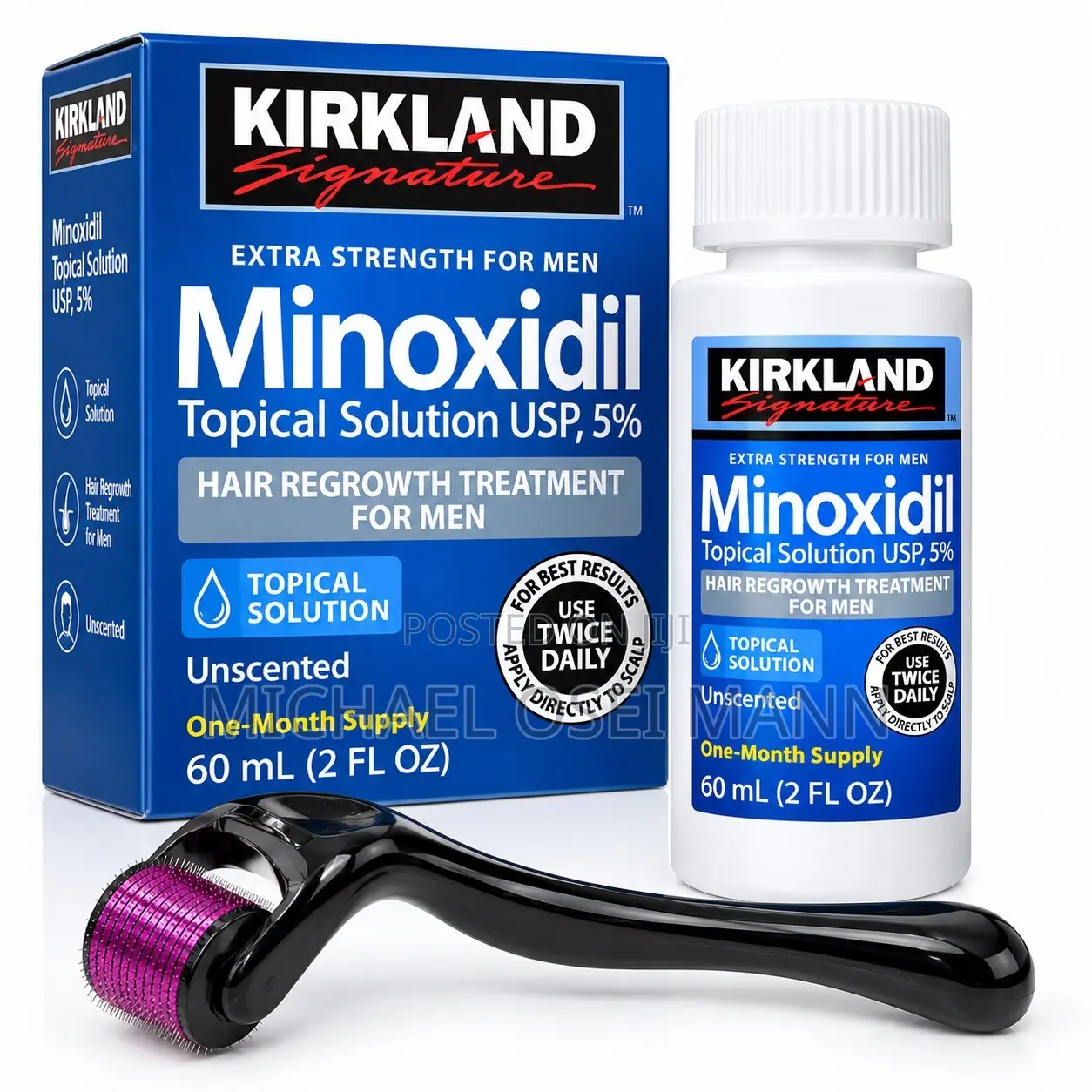 Kirkland Minoxidil 5% 60ml + Derma Roller Hair Care Set