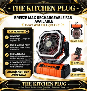Breeze Max Rechargeable Fan With LED Light & Remote