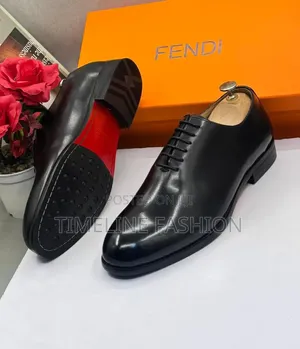 Fendi Black Leather Men's Oxford Lace Up Shoes 39-46