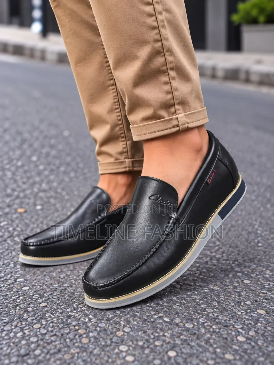 Quality Clark's Men's Black Leather Loafers 39-46