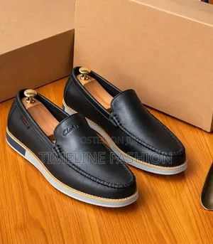 Quality Clark's Men's Black Leather Loafers 39-46