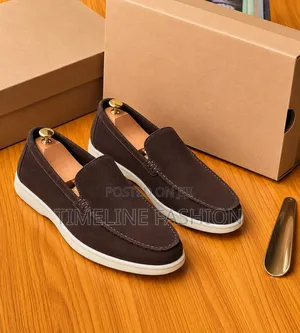 Coffee Brown Suede Loro Piana Plain Loafers