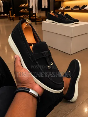 Black Loro Piana Men's Suede Leather Easy Wear