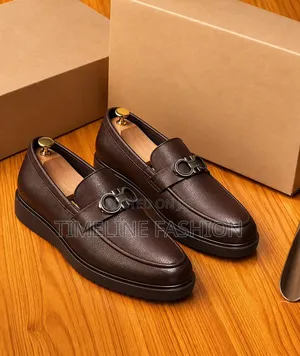 Salvatore Ferragamo Coffee Brown Men's Leather Dressing Shoes
