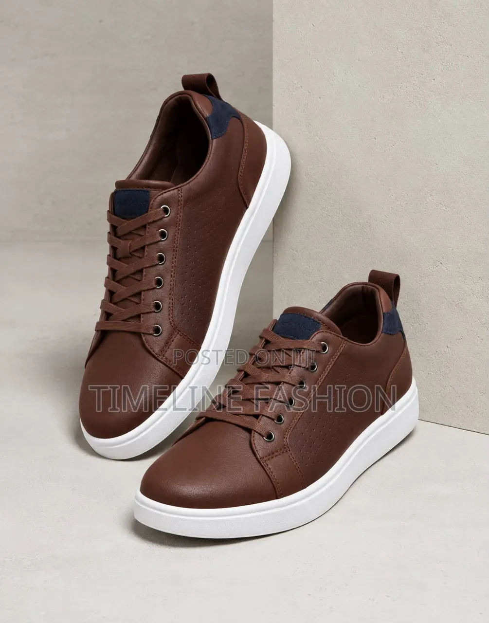 TIMBERLAND Casual Leather Lace Up Sneakers Coffee Brown Colour