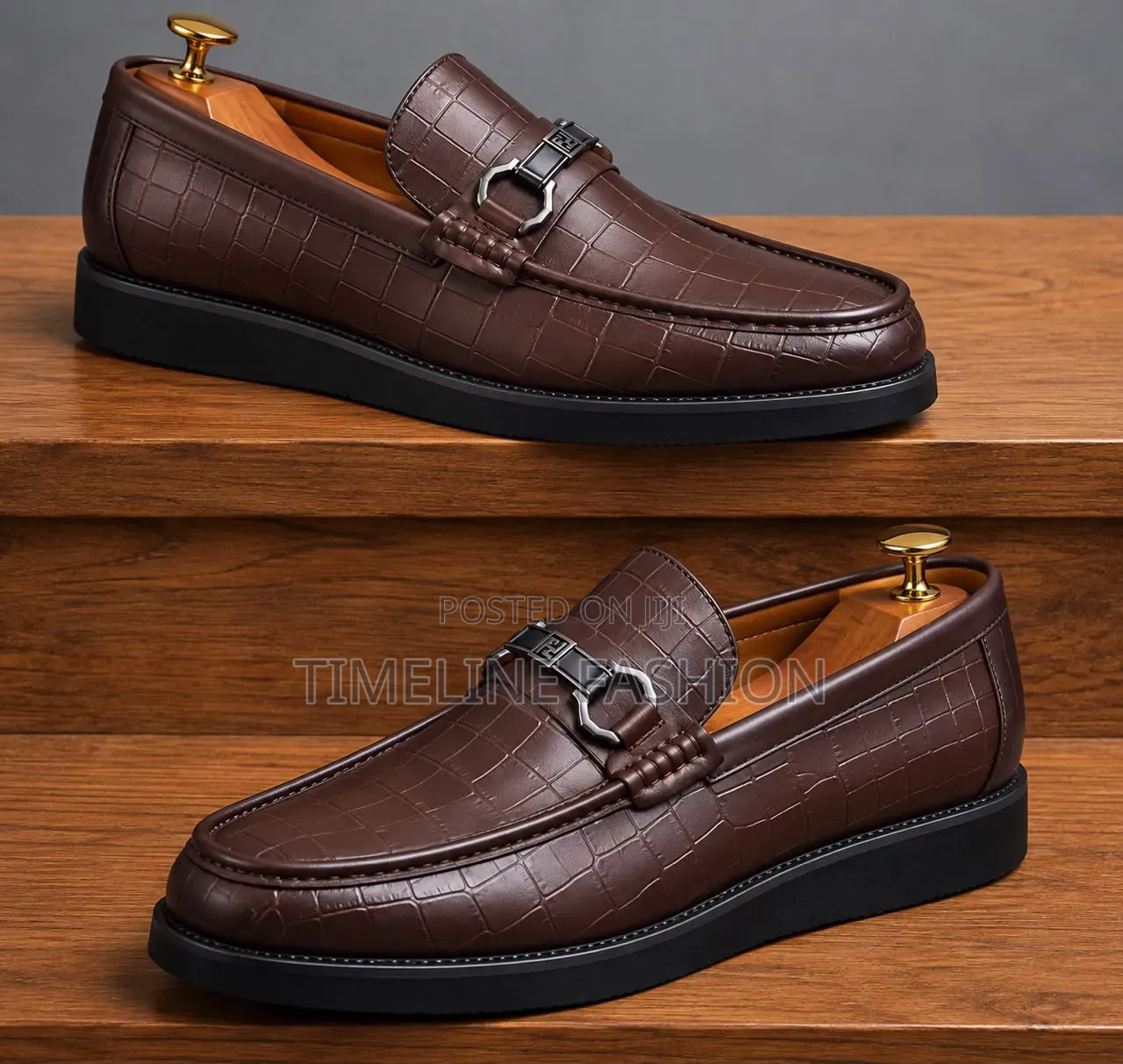 Fendi Coffee Brown Leather Stylish Men's Shoes