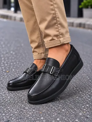 All Black Salvatore Ferragamo Men's Durable Leather Shoes