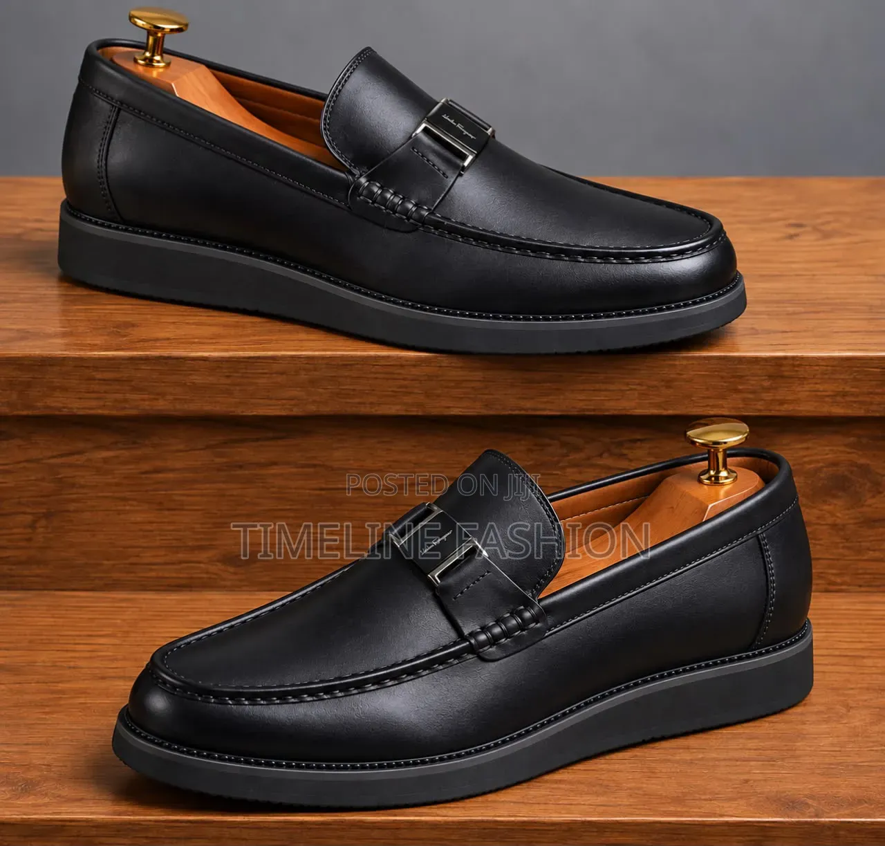 All Black Salvatore Ferragamo Men's Durable Leather Shoes