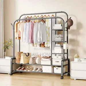 Clothing Hanging Rack With Shelves.
