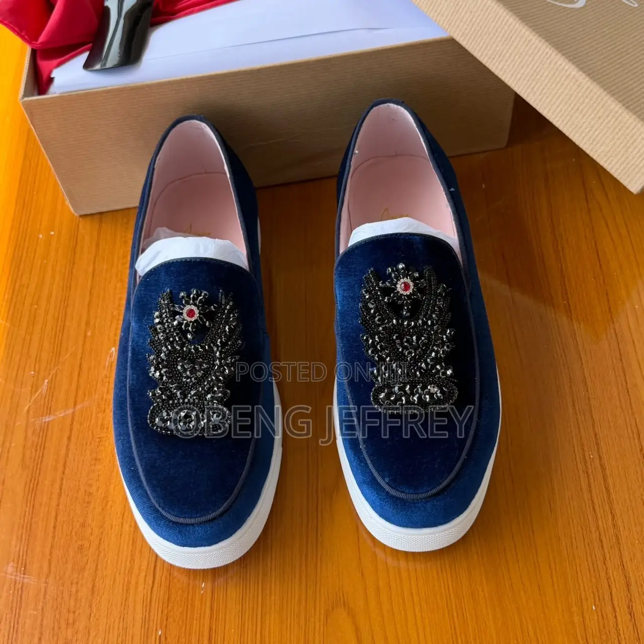 Original Christian Louboutin Casual Slip-on Blue Loafer