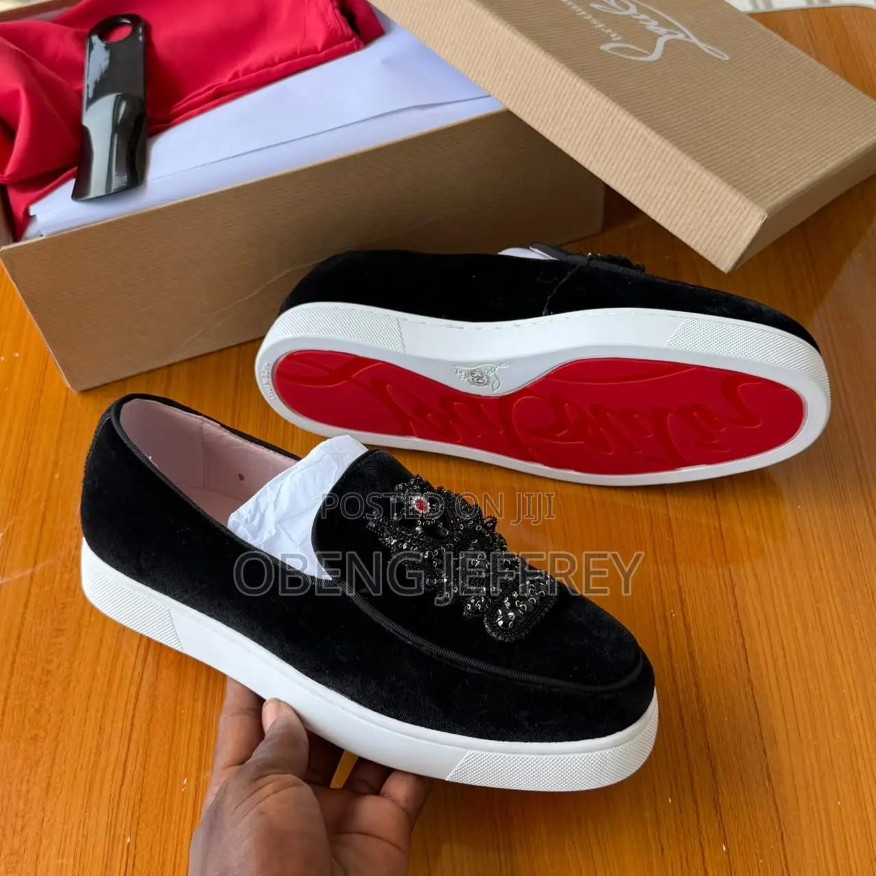 Original Christian Louboutin Black Velvet Loafer