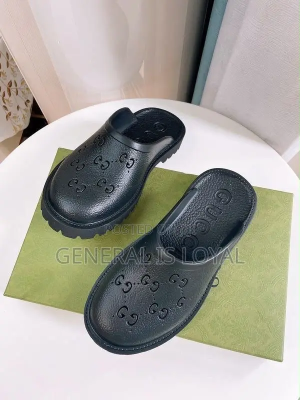 Black Gucci Rubber Chunky Lug Soles GG-monogram Platform Clogs