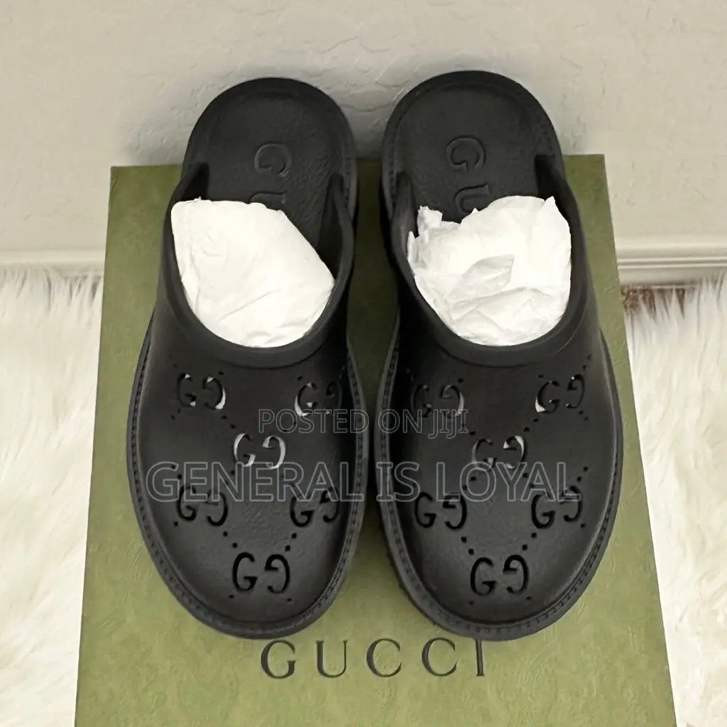 Black Gucci Rubber Chunky Lug Soles GG-monogram Platform Clogs