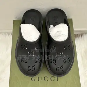 Black Gucci Rubber Chunky Lug Soles GG-monogram Platform Clogs