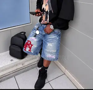 Premium Graphic Denim Shorts – Y2K Streetwear Baggy Jean Shorts