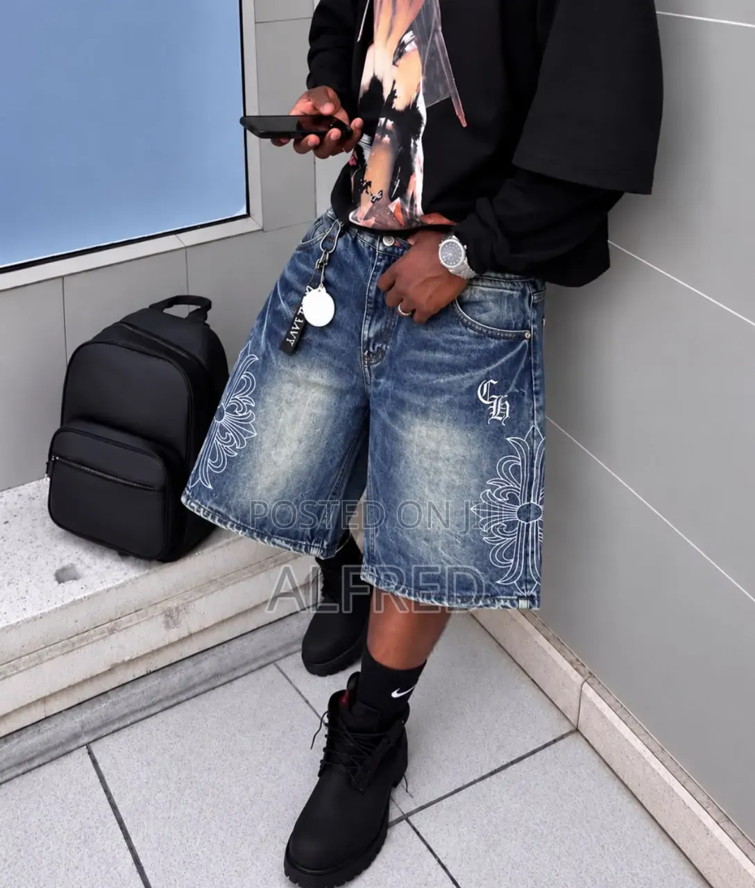 Premium Graphic Denim Shorts – Y2K Streetwear Baggy Jean Shorts