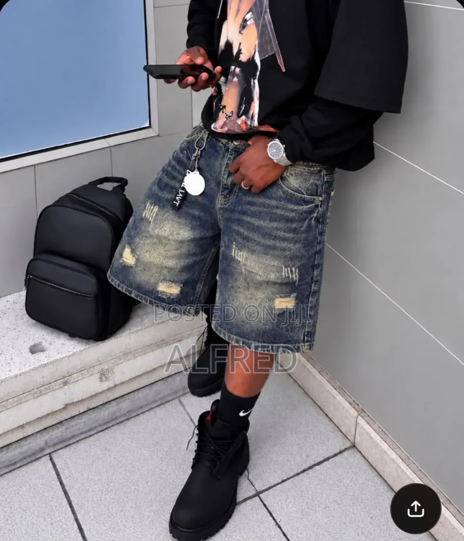 Premium Graphic Denim Shorts – Y2K Streetwear Baggy Jean Shorts