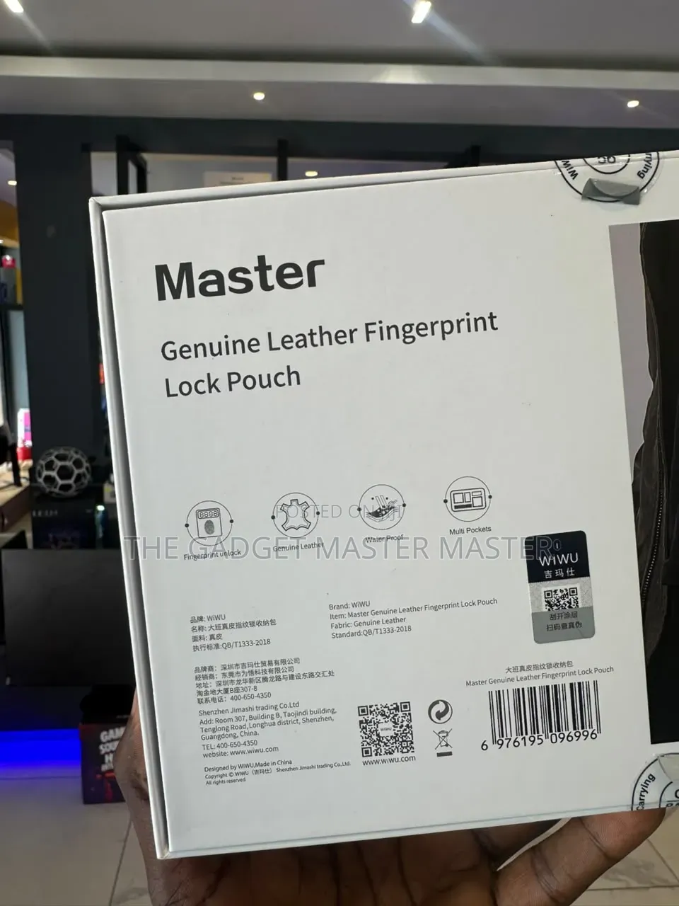 Wiwu Master Genuine Leather Fingerprint Lock Pouch