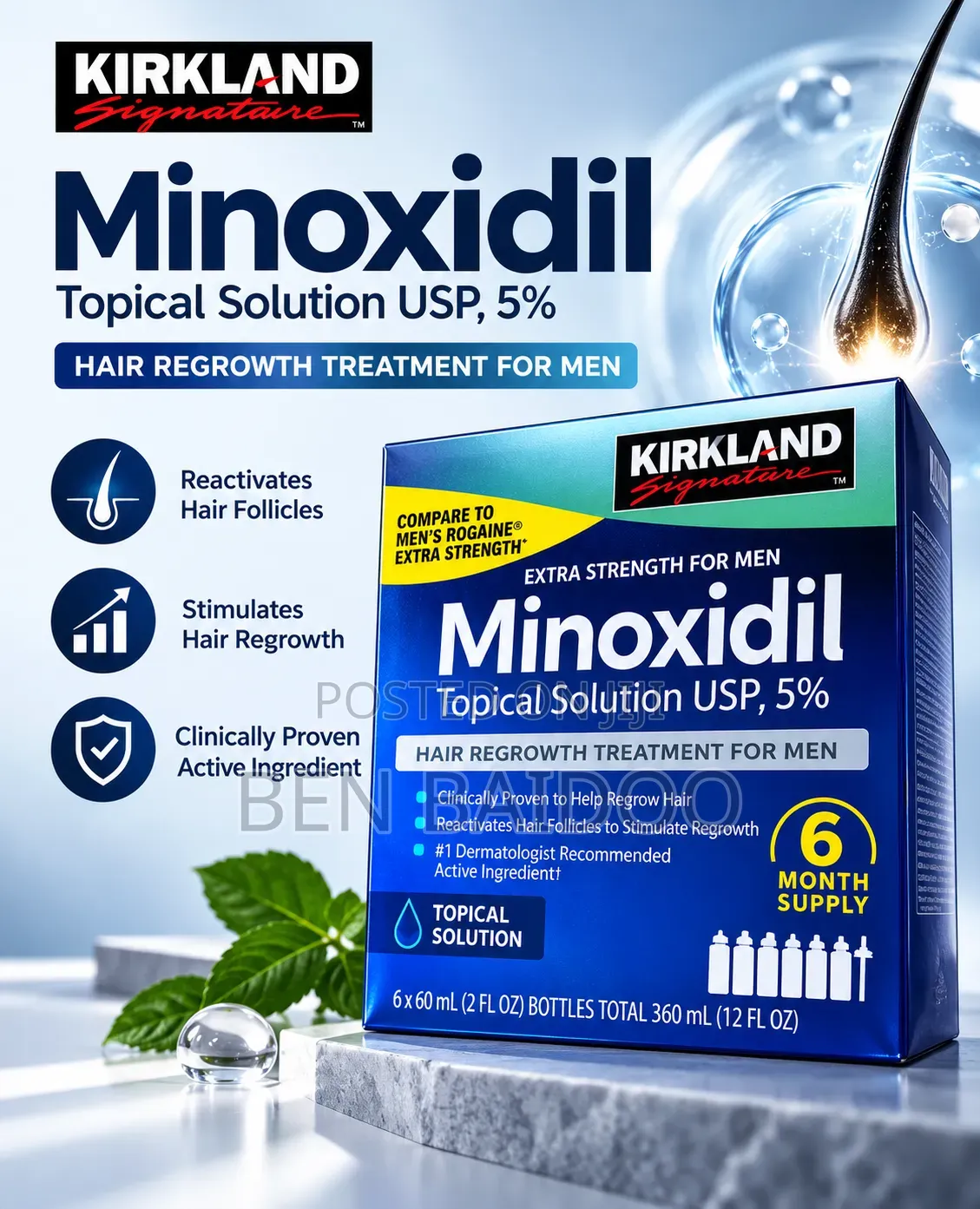 Kirkland Minoxidil Pack (Visible Hair Growth Results)