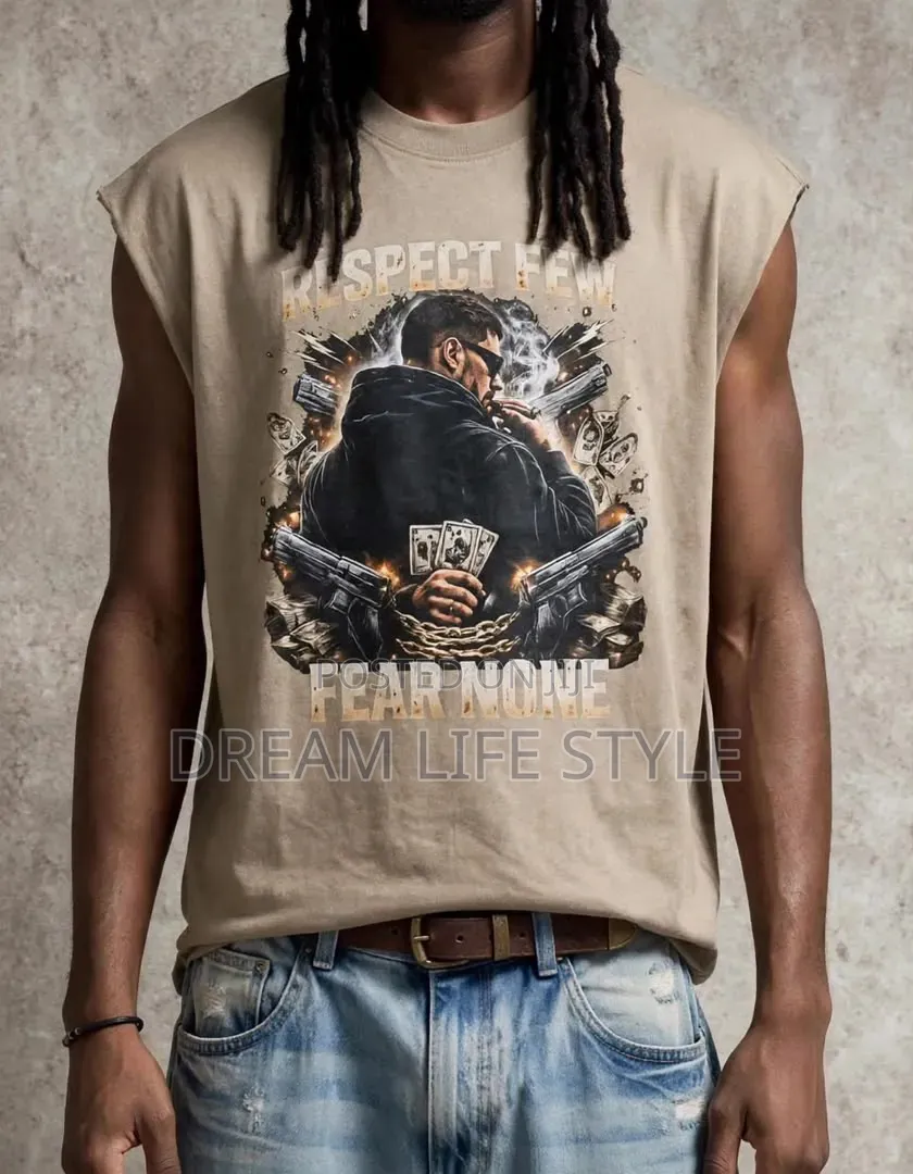 Trendy Men's Armless Graphic T-Shirts