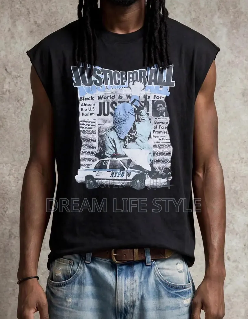 Trendy Men's Armless Graphic T-Shirts
