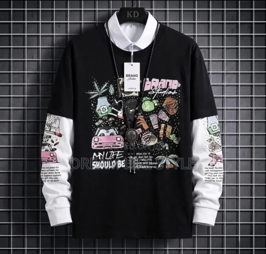 Streetwear Layered-Look Graphic Sweatshirt