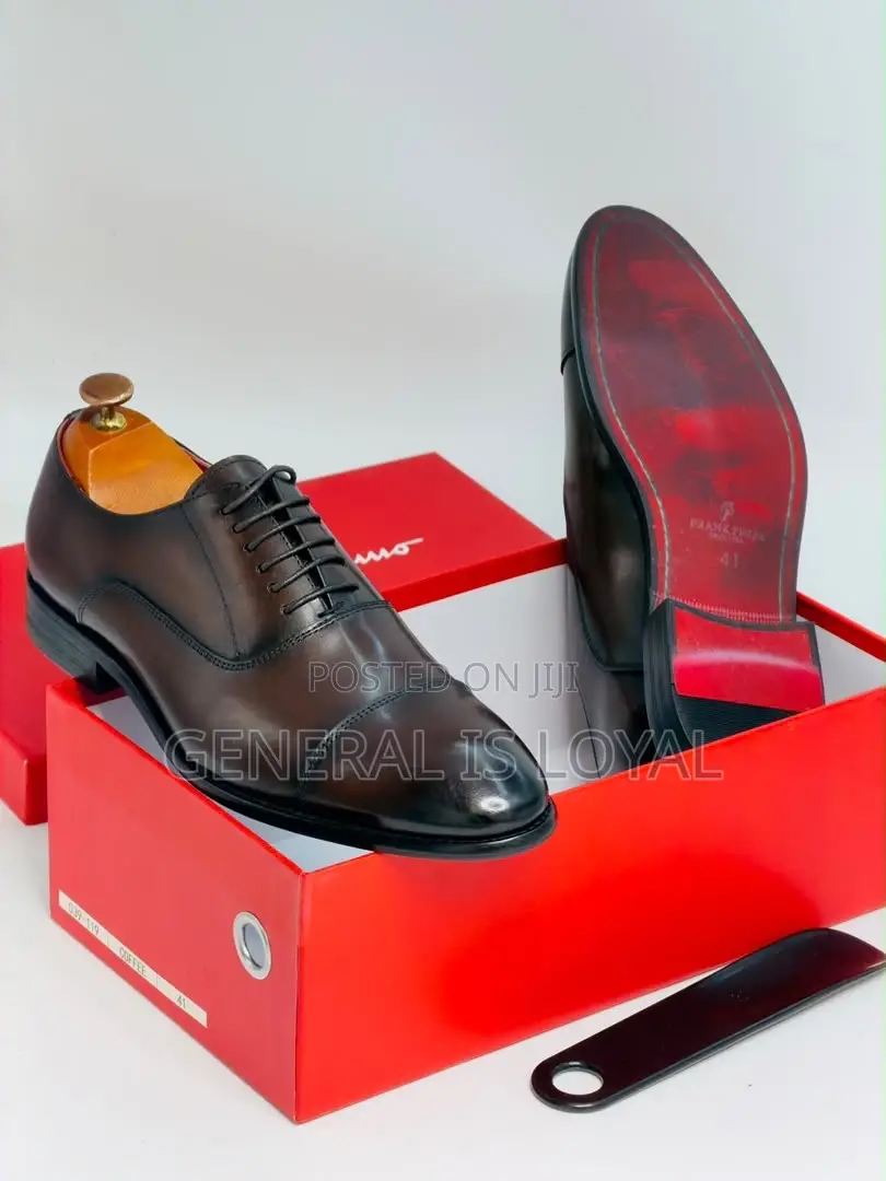 Salvatore Ferragamo Brown Leather Cap-Toe Oxford Dress Shoes