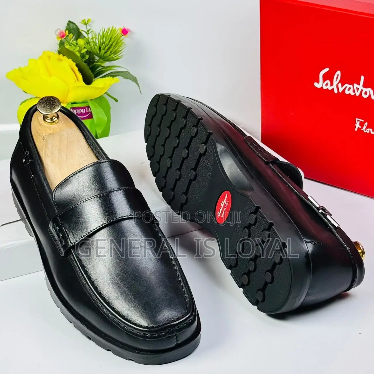 Ferragamo Black Corporate Penny Loafers With Chunky Lug Sole, Styled