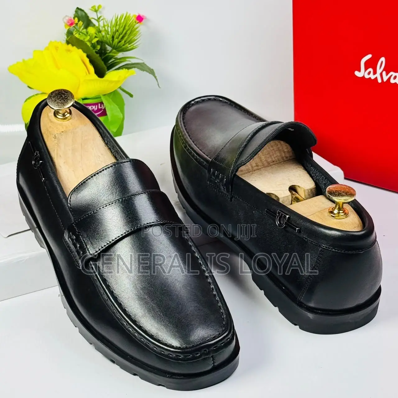 Ferragamo Black Corporate Penny Loafers With Chunky Lug Sole, Styled